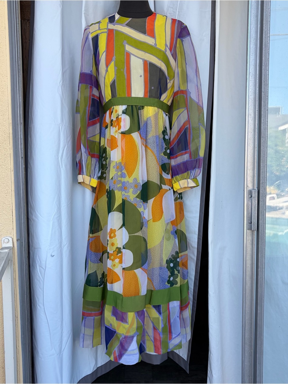 Vintage 60s 70s Rodrigues Floral Maxi Dress, Mod Retro Party Dress